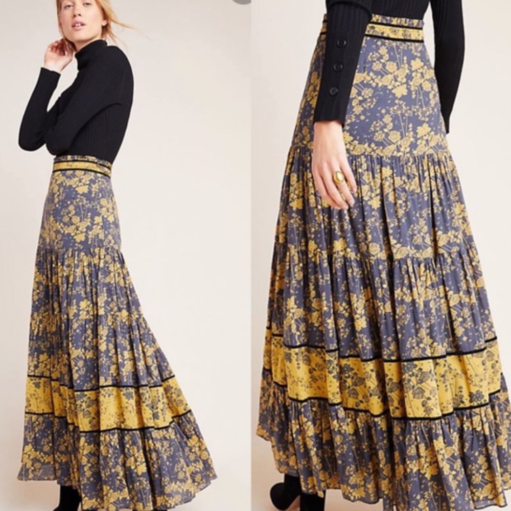 Anthropologie Carolina K midnight maxi skirt